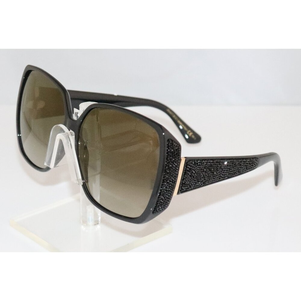 New Jimmy Choo Women's Black Glitter Oversized Frame Sunglasses